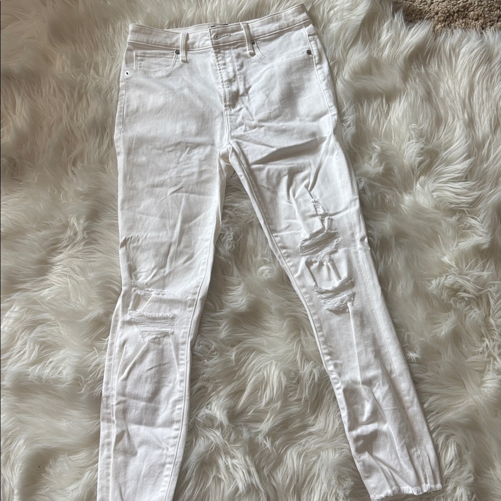 Abercrombie & Fitch Simone White High Rise Ankle Jeans